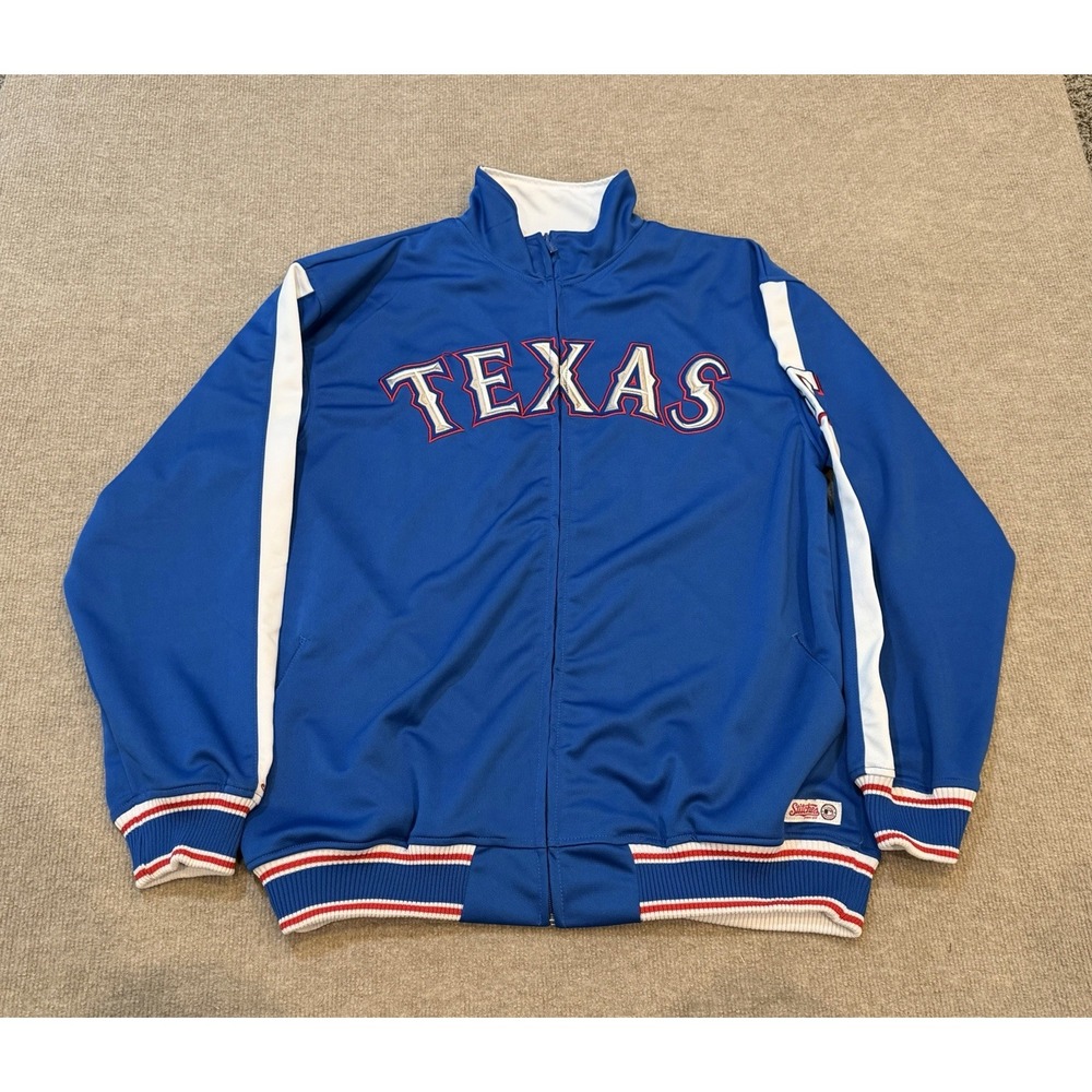 Stitches MLB Texas Rangers Baseball Blue Men's Jacket Full Zip Size Large